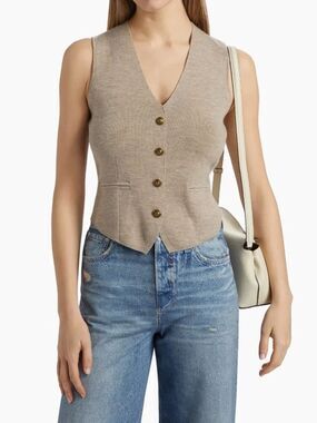 rag & bone Ella Wool-Blend Button-Front Vest, size small